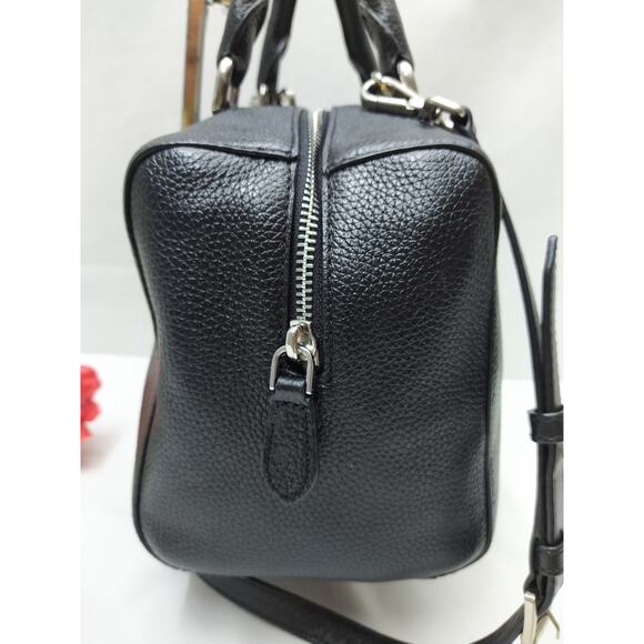 Michael Kors Mercer Black Pebbled Leather Duffle Zipper Closure Satchel Bag - Picture 6 of 16